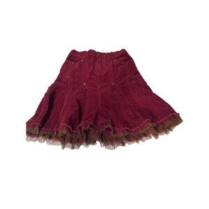 Mary-Kate & Ashley Girls Corduroy Skirt With Tulle Trim Burgundy Size 5‎